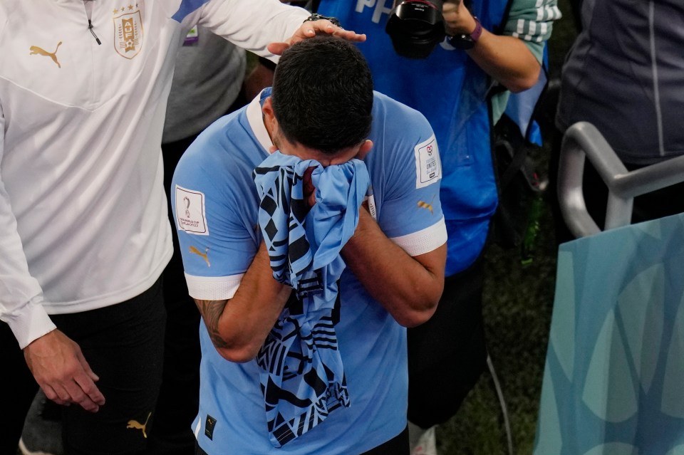 Uruguay legend Luis Suarez was in floods of tears after their elimination