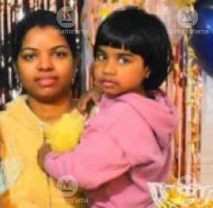 Nurse Anju Saju, 40, and daughter Janvi, aged four