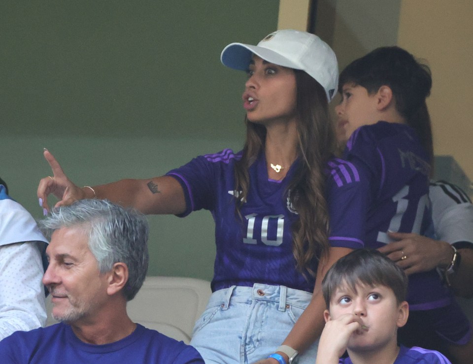 Antonela watched on nervously during the match