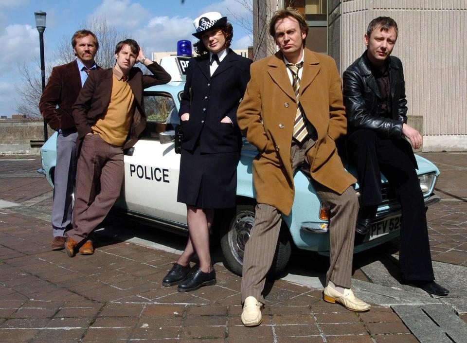 BBC’s Life on Mars stars - (L-R) Dean Andrews, Marshall Lancaster, Liz White, Philip Glenister, and John Simm