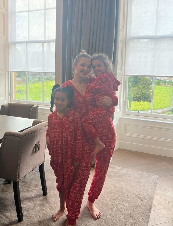 Helen Flanagan beamed as she posed with her kids in matching pyjams