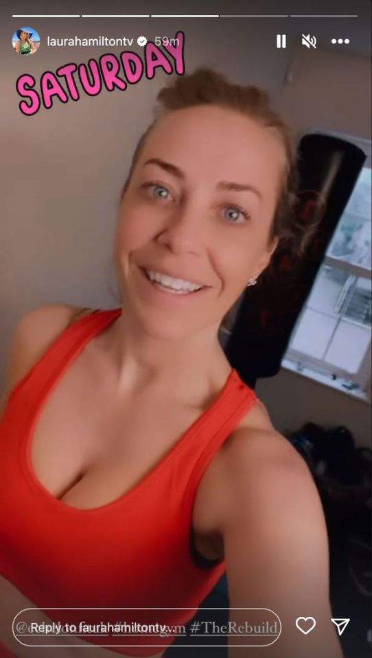 Laura wowed in a figure-hugging gym outfit after an intense home work out