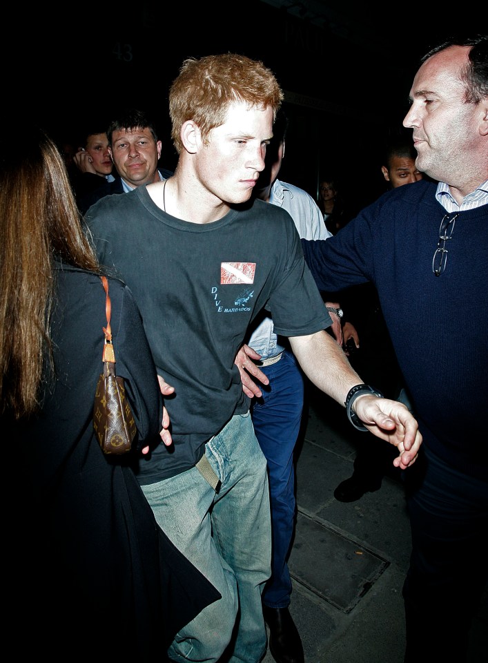 Prince Harry is seen leaving a club in London in his youth