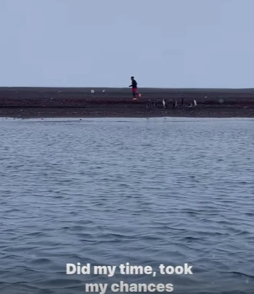 A video on his social media showed him running next to the sea