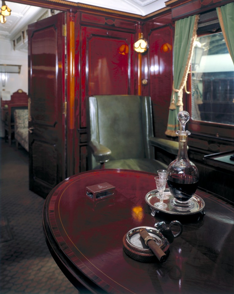 A cigar and port decanter on Edward VII's opulent train