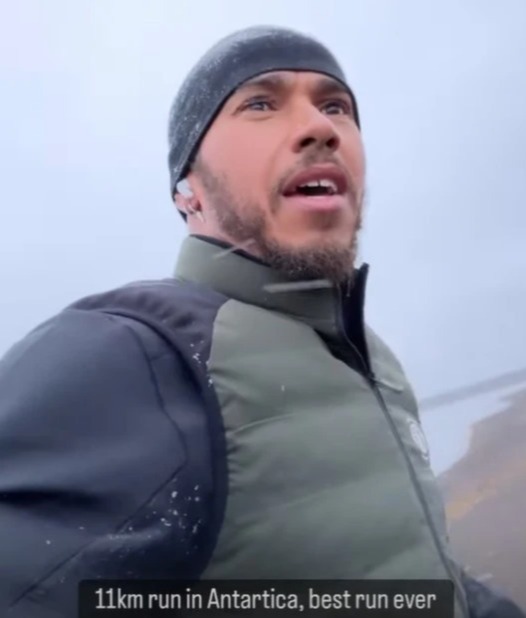 Lewis Hamilton went on an 11km run in Antarctica