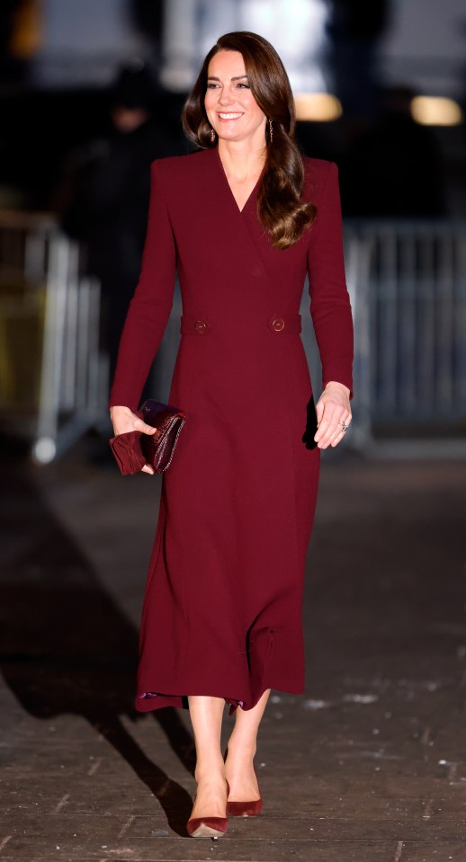 Kate was seen arriving at Westminster Abbey in a burgundy coat dress during the release of the second instalment of Harry and Meghan’s documentary