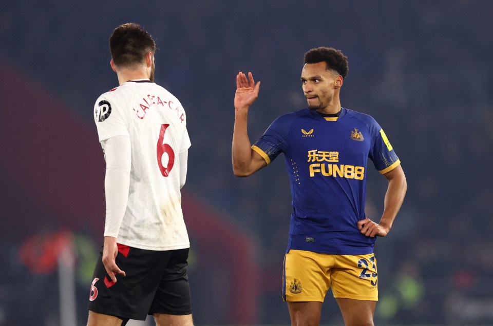 Jacob Murphy waved Duje Caleta-Car off the pitch following his red card