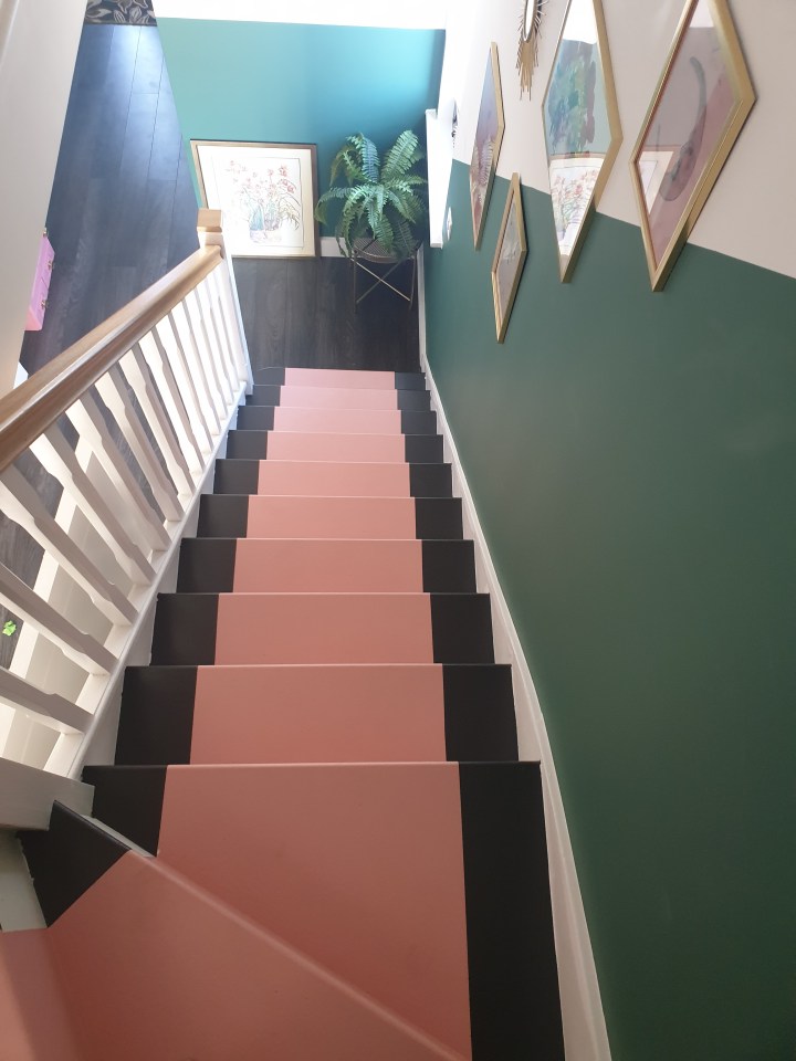 The two-tone staircase gives the home an added edge