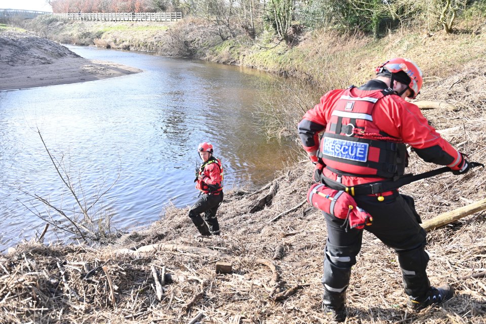 Emergency services combed the area near the River Wyre in Lancashire