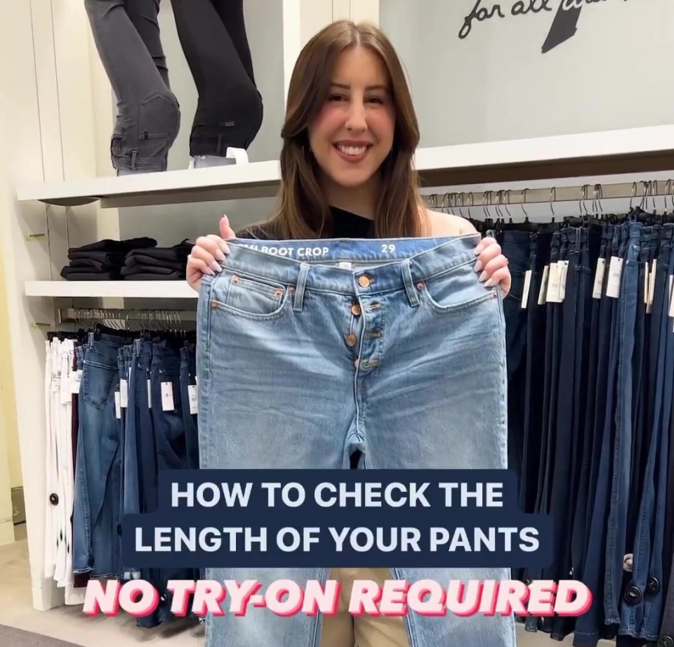 Kenzie took to Instagram to share her genius hack to make sure you always buy the right length jeans