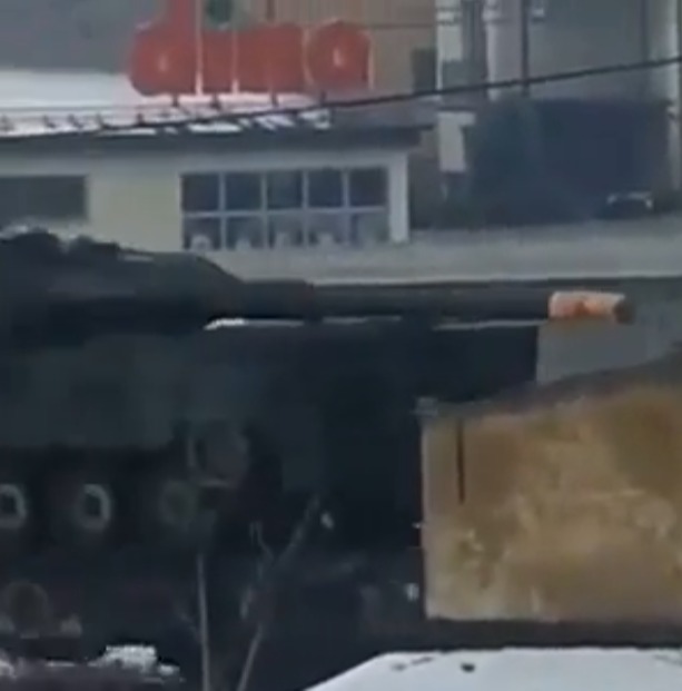 Video seems to show the tanks being transported towards Ukraine