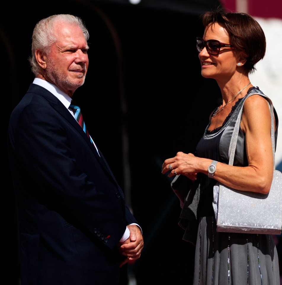 David Gold and his fiancee Lesley Manning at the London Stadium