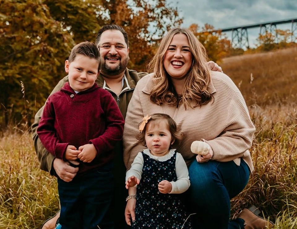 Eve is pictured above with her husband Jason, and their children Hayson and Eleanor