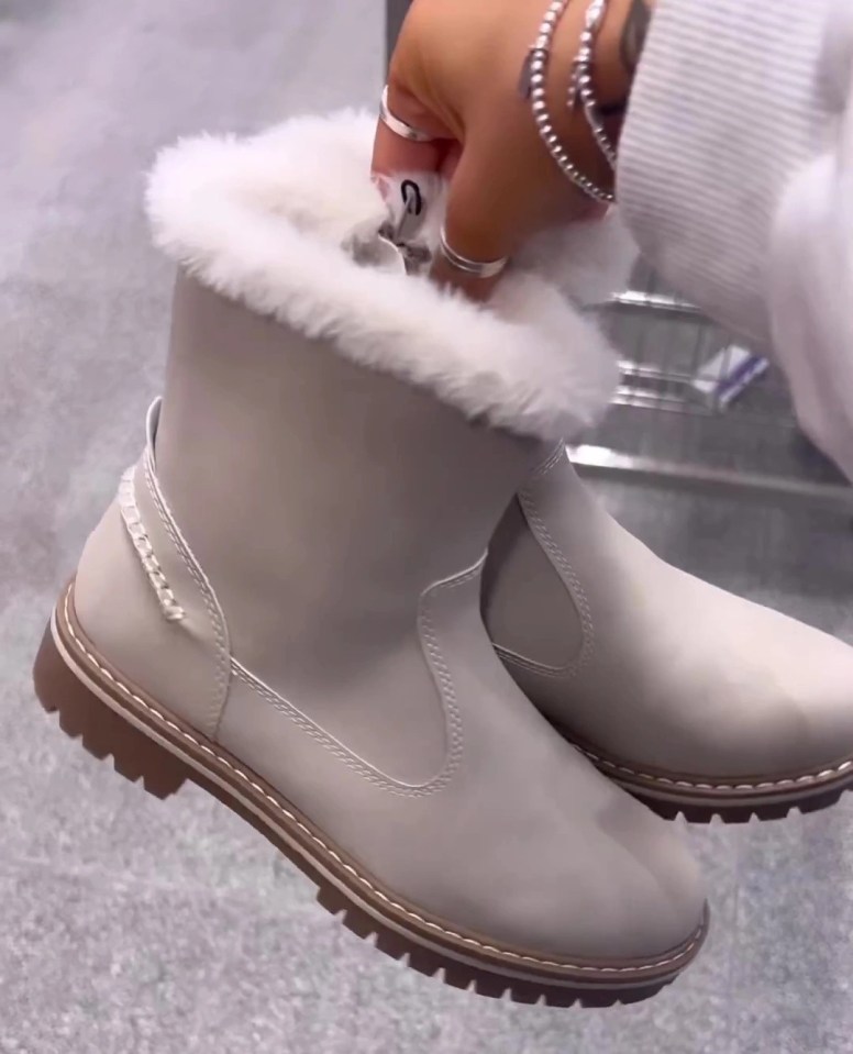 But the star of the show was these £16.9 beige 9 fur-lined boots