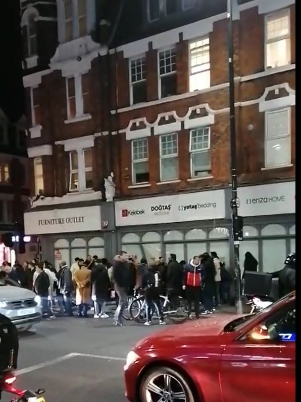 Crowds began to gather after the horror incident that saw six people mowed down