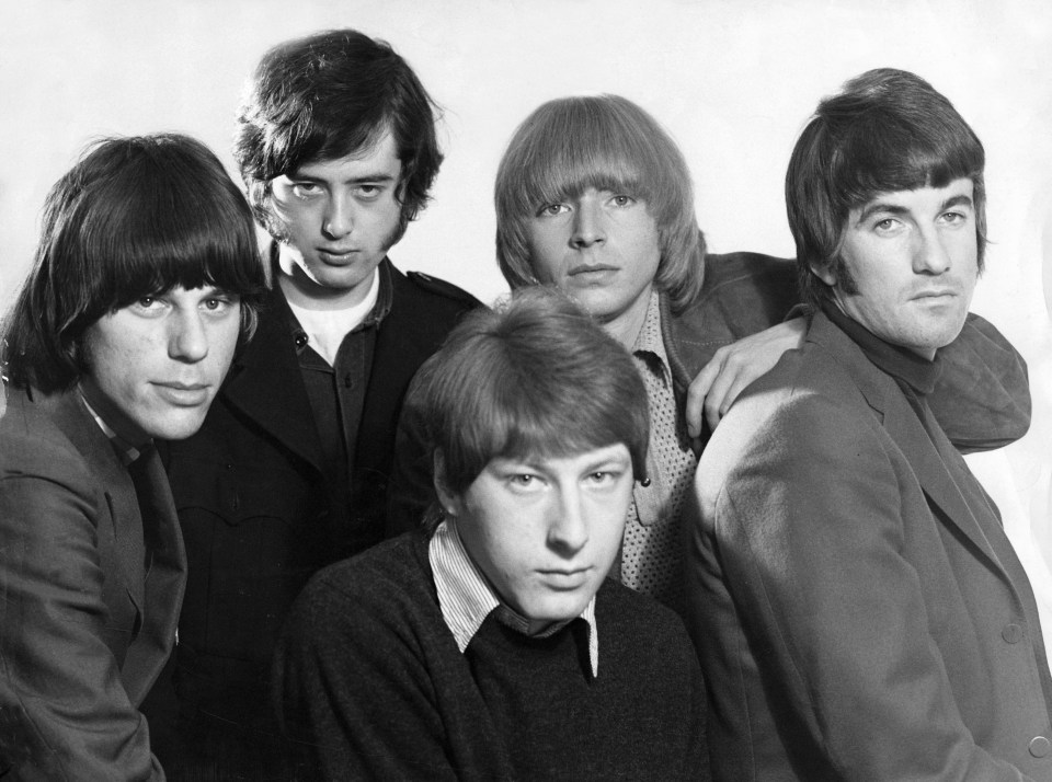 Jeff Beck, left, with Jimmy Page, second left, who he played with in the Yardbirds