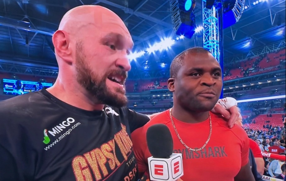 Tyson Fury with Francis Ngannou at Wembley