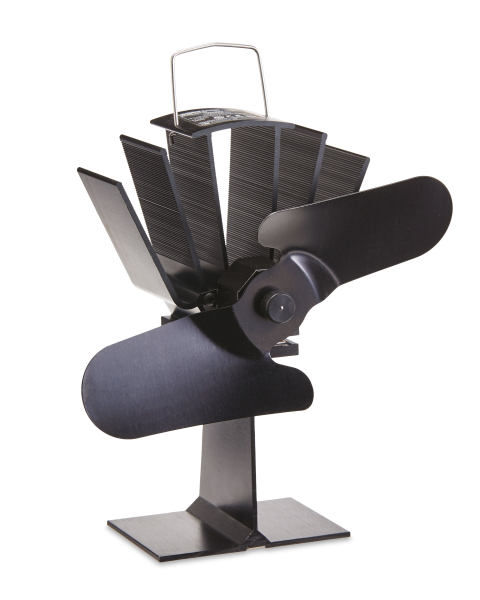 This stove fan is put on top of a stove and disperses warm air