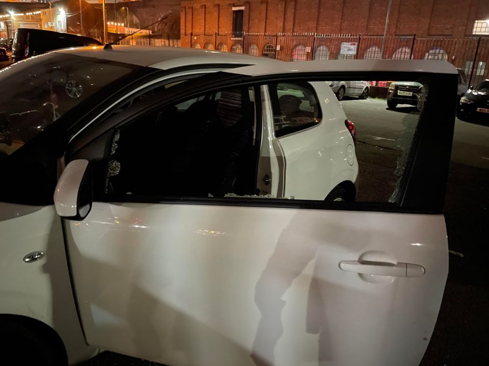 Thieves broke her car windows to open the bonnet