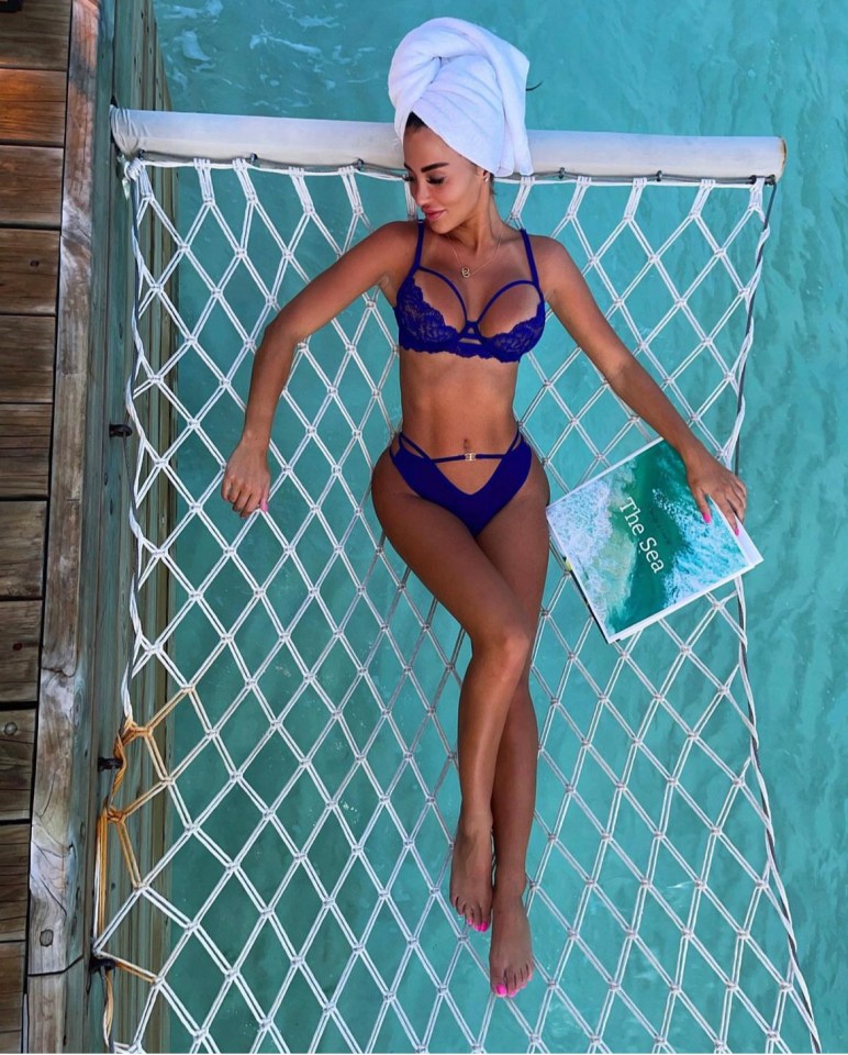 She previously sent fans wild online with another revealing pic as she posed in blue lingerie