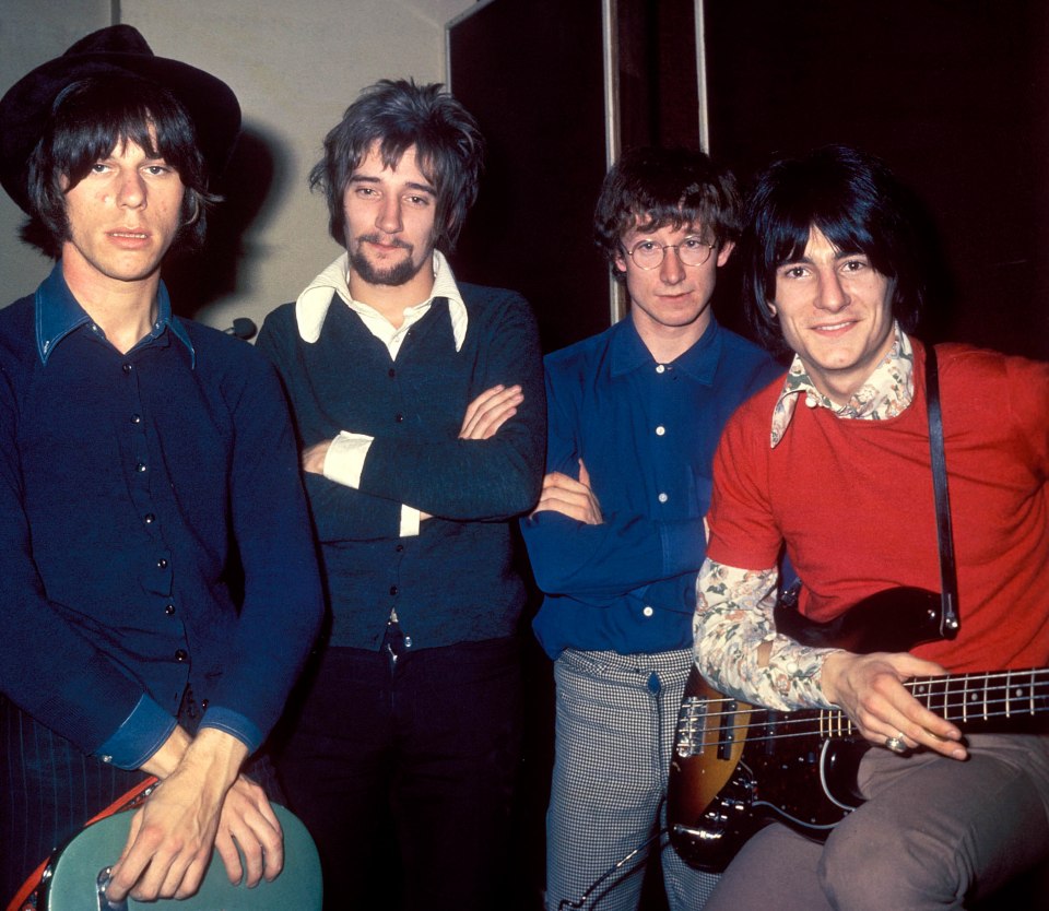 Beck with Rod Stewart, second left, and Ronnie Wood, right, in The Jeff Beck Group