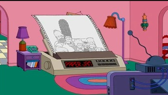 The Simpsons used a fax machine for one of its infamous couch gags