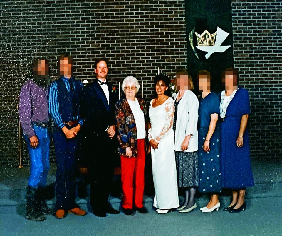 Shirley and her family in 1997 - pictured her brothers Larry, Tom and Bill, Jean Morgan, sisters Vicky, Susan and Hilda