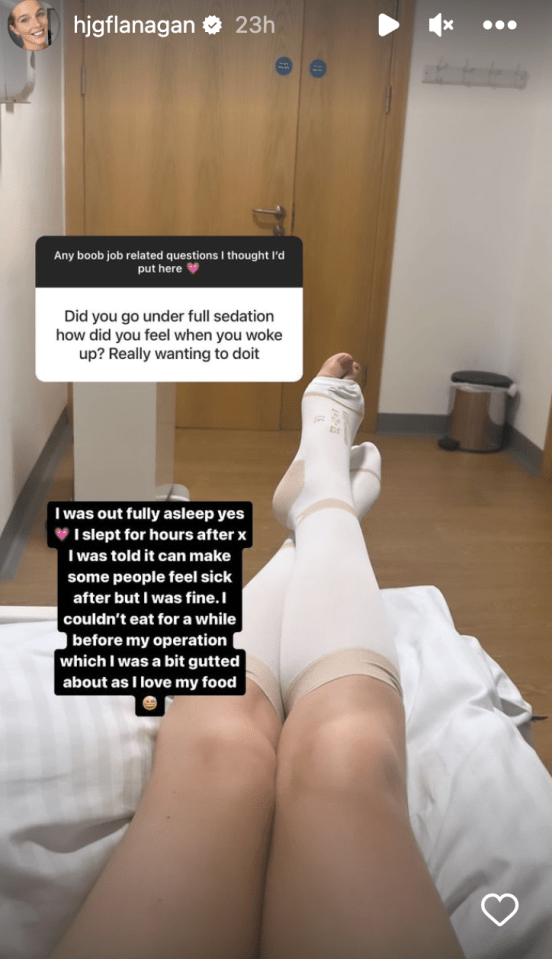 She shared snaps and revealed her symptoms post op