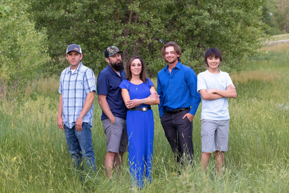 Shirley pictured with TJ, Chris, Mom, Austin and Dace