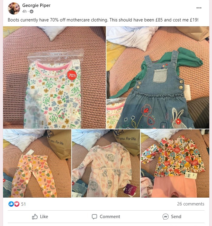 Georgie took to Facebook to share the huge haul she managed to get for just £19