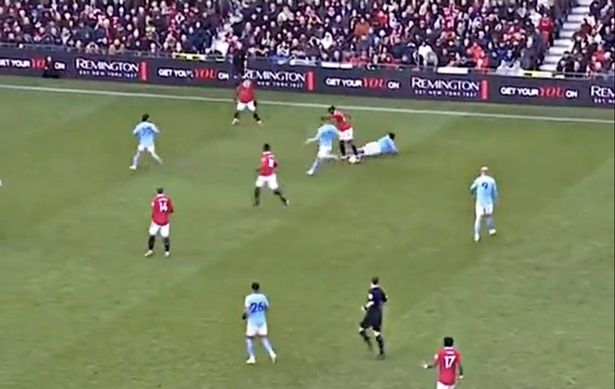 The full-back showed off his skills in the Manchester derby