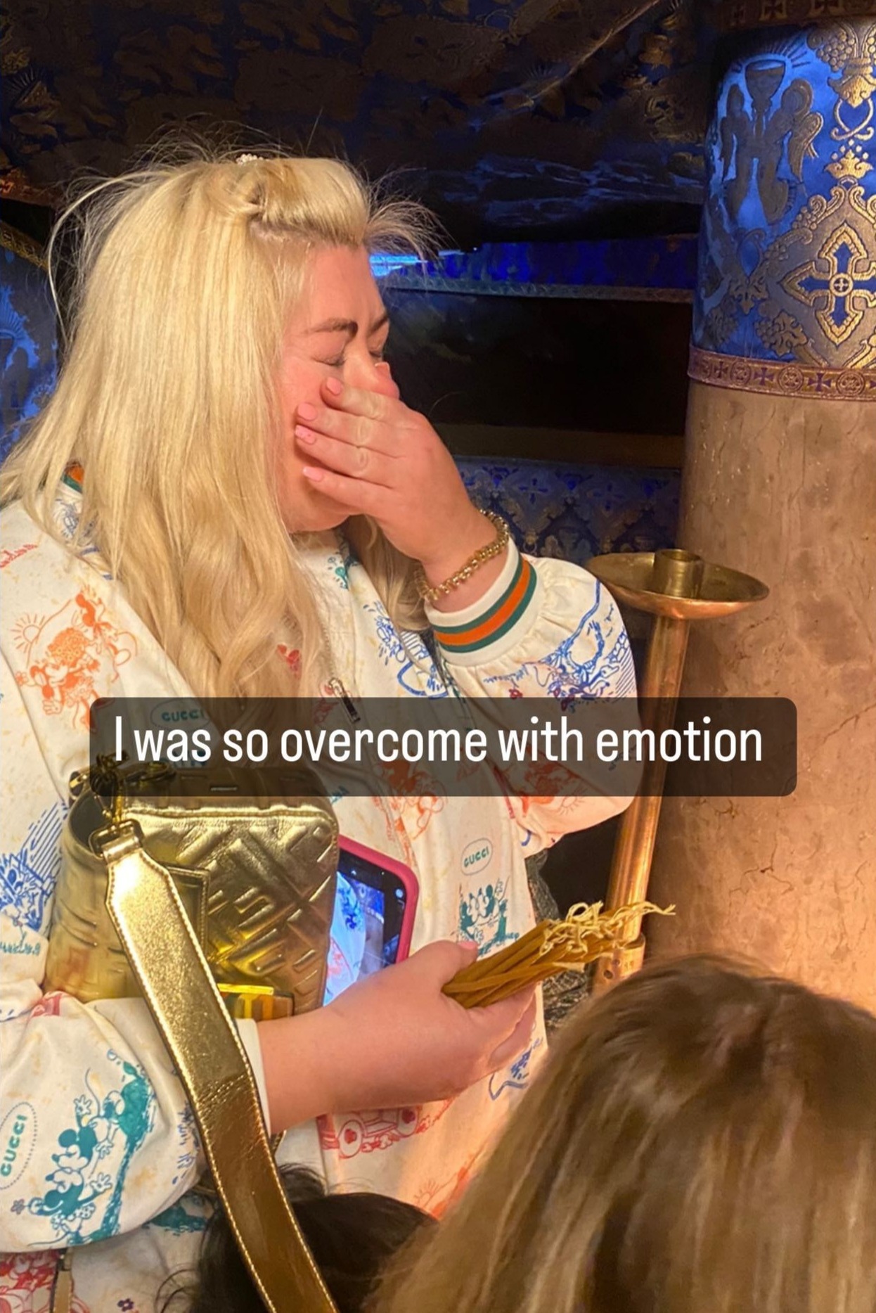 The star was left emotional as she visited Jesus's birthplace