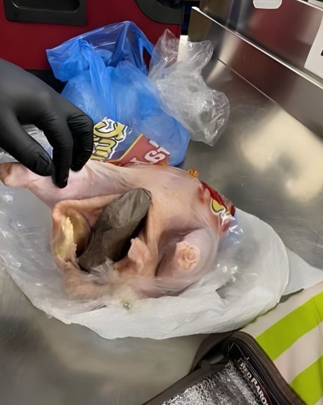 A raw chicken was also used to hide a gun at airport security