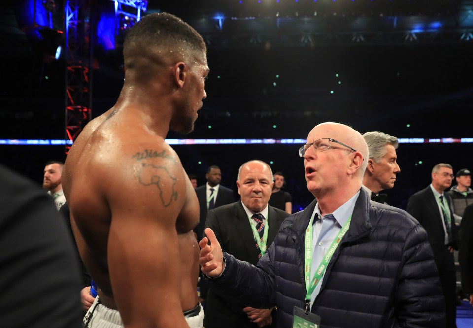 Anthony Joshua with Deontay Wilder's manager Shelly Finkel in 2017