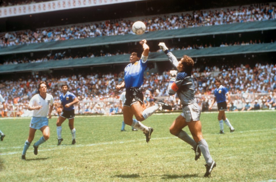 England were stunned and stung twice by Maradona in the 1986 World Cup quarter-final - by this 'Hand of God' goal and then his amazing solo effort