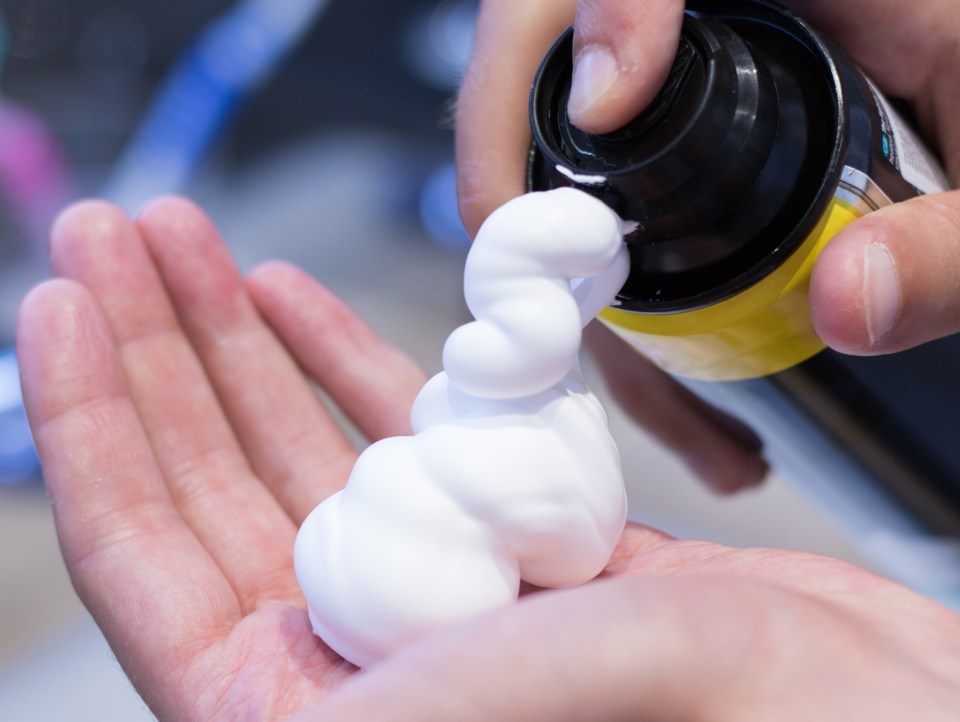 Next time you hubby's shaving his beard, tell him to leave the can outside