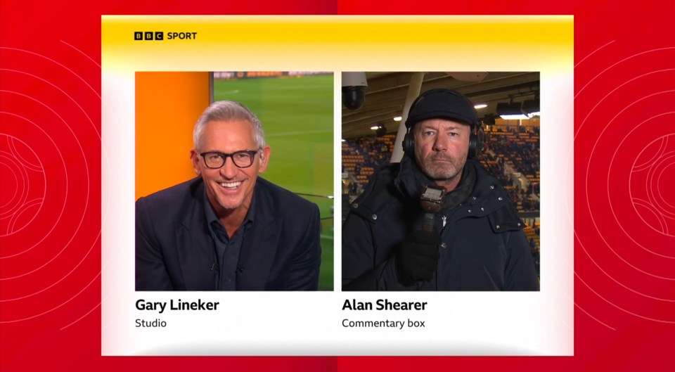 The noise continued live on air as he spoke to Alan Shearer up in the gantry