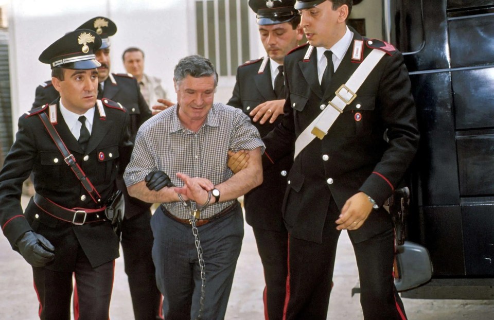 Sicilian Mafia boss Toto Riina during his trial in 1994