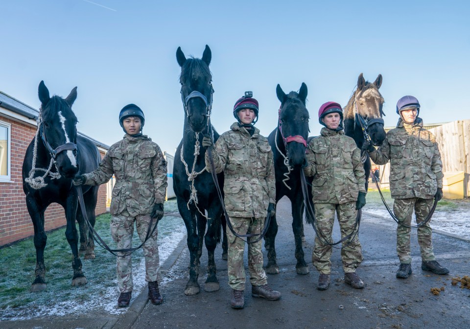 From left, Trooper Joseph Lalrinhlua and Valiant, Trooper Josh Willis and Vulcan, Trooper Andrew Tipton and Valerian, Trooper Lewis Jones and Jaipur