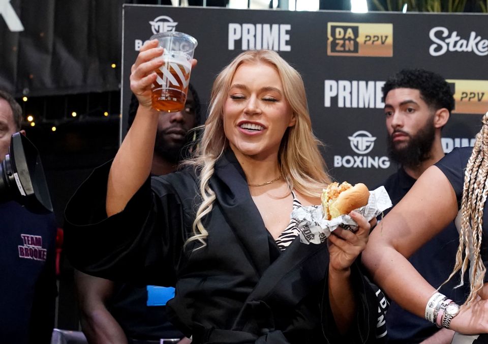 Brooke downed a pint and ate a burger prior to the weigh in