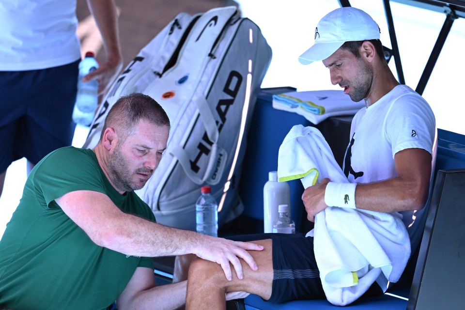 He received physio treatment in his chair courtside