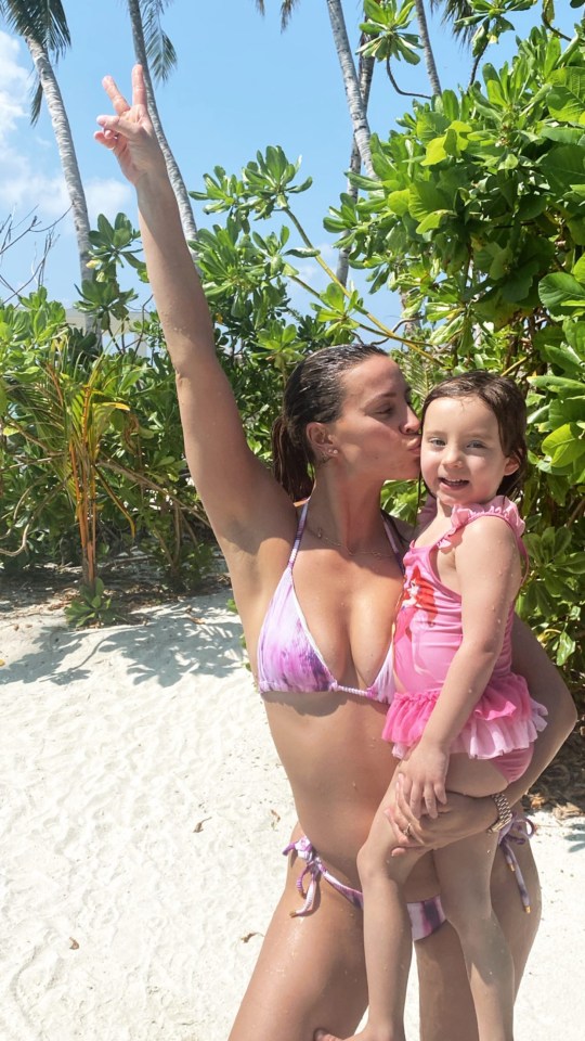 Ferne and daughter Sunday during a Maldives trip