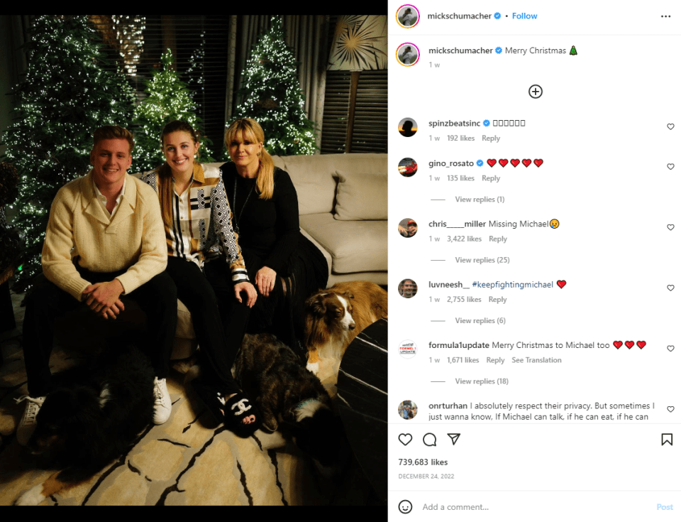 Mick also shared a picture of the Schumacher family on Christmas Eve