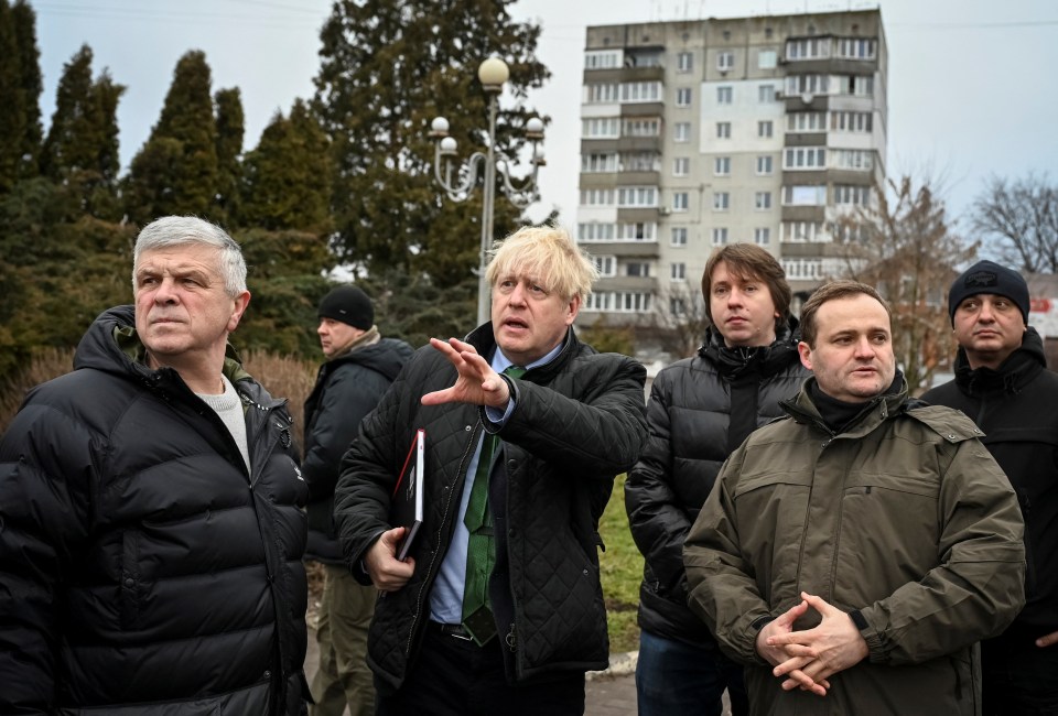 Mr Johnson was pictured in Ukraine this morning