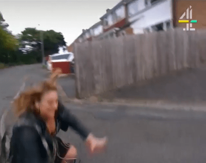 She slammed into the road leaving viewers at home shocked