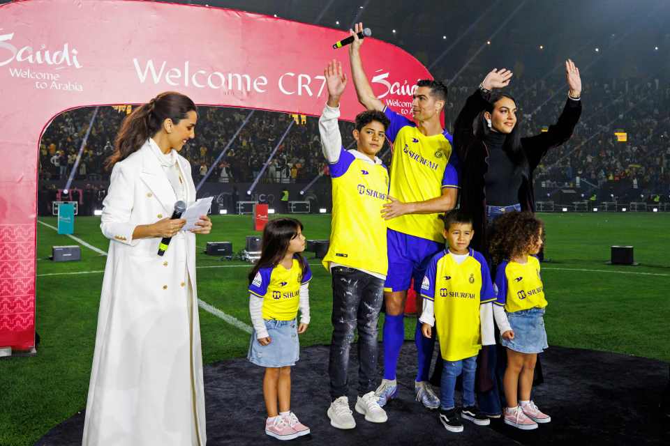 Ronaldo, 37, was introduced to his new fans alongside his family