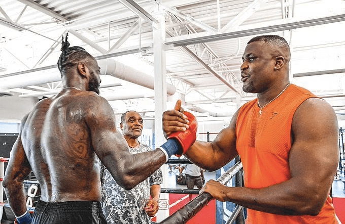 Deontay Wilder pictured with Francis Ngannou