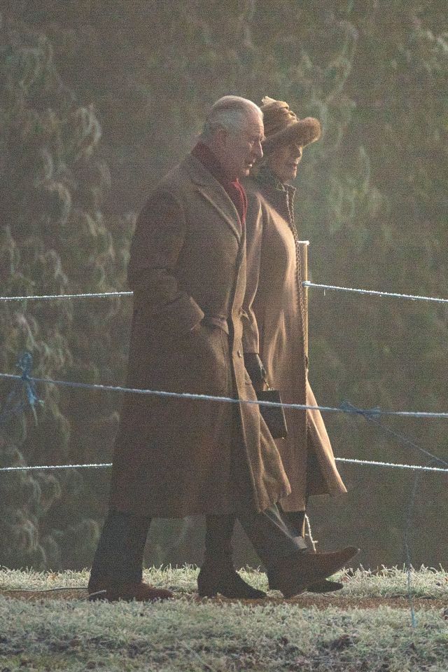 The royal couple enjoyed a morning walk in spite of the fog and mist