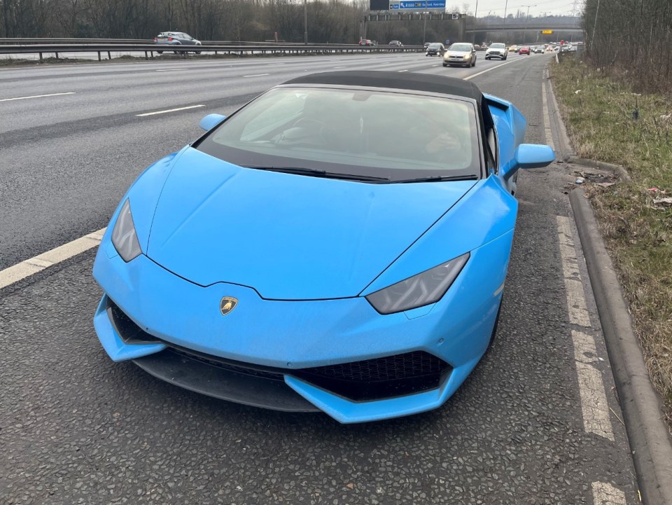 The blue £170k Lamborghini Huracan was seized by police